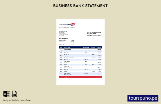 listo para imprimir Declaración de la organización AS noruega del Banco Noruego
