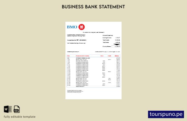 listo para imprimir EE. UU. BMO Bank of Montreal extracto de cuenta corriente co