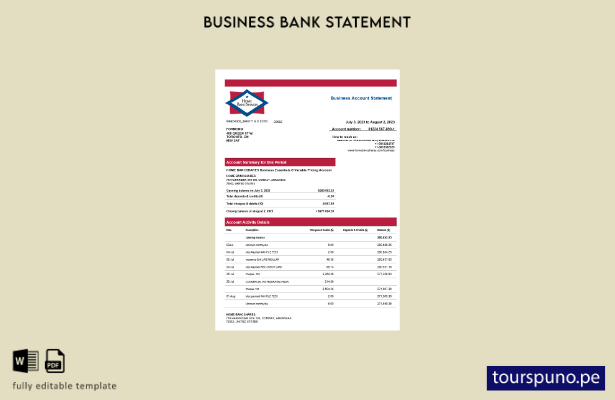 listo para imprimir Inicio Bancshares Estado de cuenta de la empresa bancaria Pl