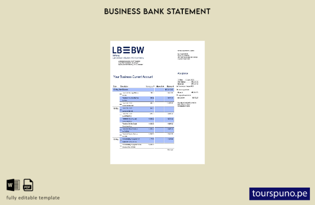 listo para imprimir Landesbank Baden Württemberg extracto de cuenta empresarial