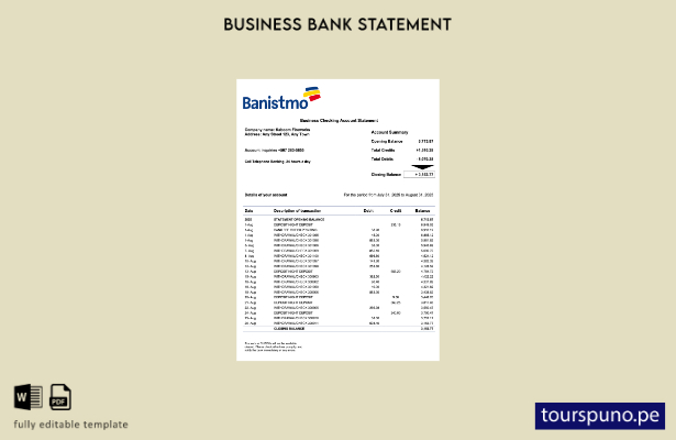 listo para imprimir Panamá Banistmo banco empresa estado de cuenta corriente Pla