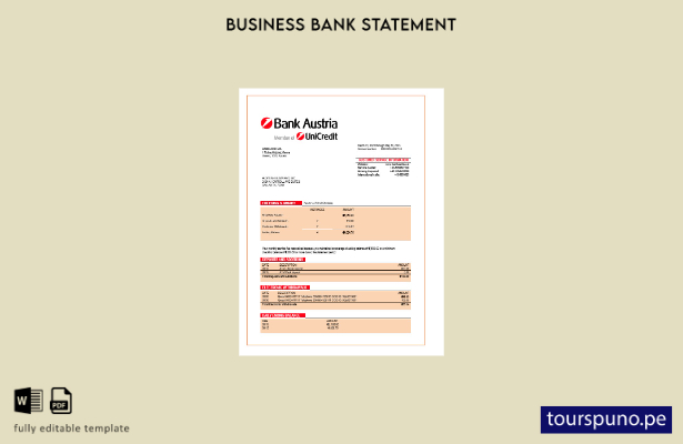 listo para imprimir Plantilla de declaración de organización de Bank Austria en