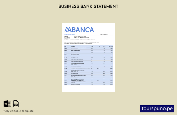 listo para imprimir Plantilla de extracto de cuenta firme de Banco Abanca Planti