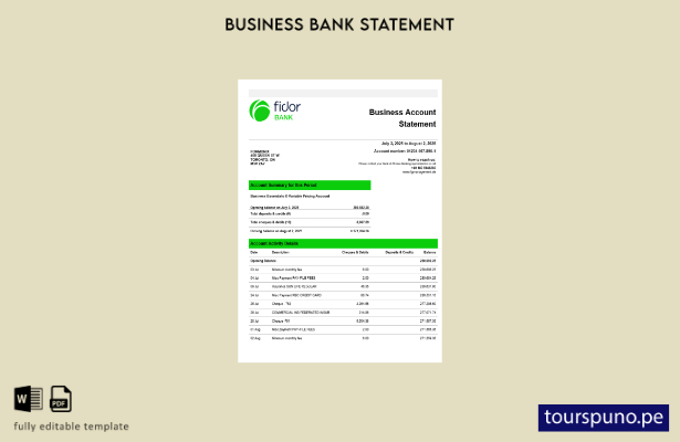 listo para imprimir el estado de cuenta de la empresa comercial de Fidor Bank Pl
