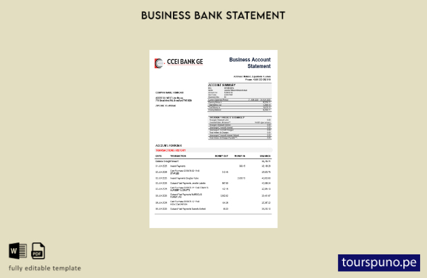 listo para imprimir el estado de cuenta de la empresa comercial del CCEI Bank Pl