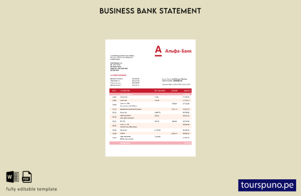 listo para imprimir el extracto de cuenta corriente de la organización Alfa Bank