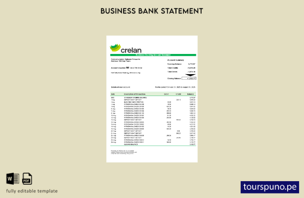 listo para imprimir extracto de cuenta corriente de la empresa bancaria Crelan P