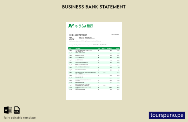 listo para imprimir extracto de cuenta corriente de la organización Japan Post B