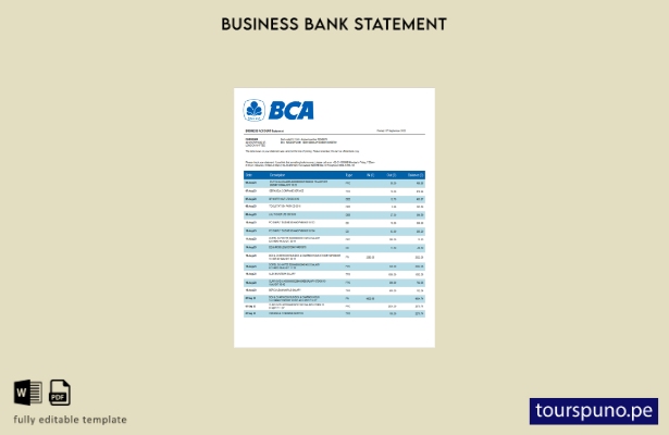 listo para imprimir plantilla de declaración de organización de BCA Bank en Word