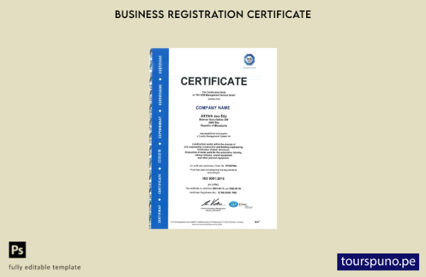 Listo para imprimir Plantilla de certificado de registro de Macedonia