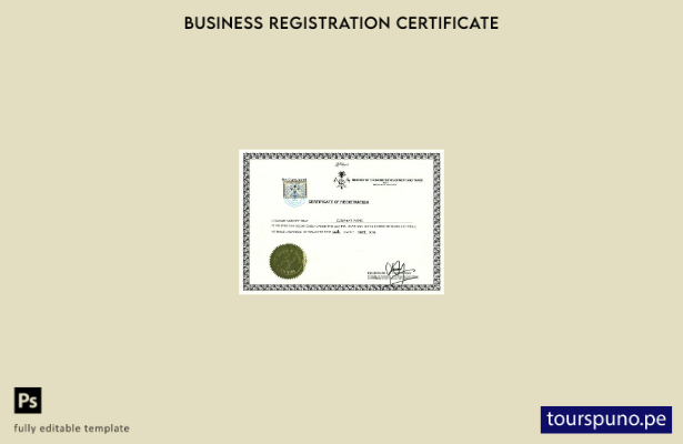 Plantilla de certificado de registro de Maldivas lista para imprimir
