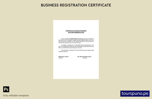 listo para imprimir Certificado de buena reputación de Filipinas Plantilla de  6