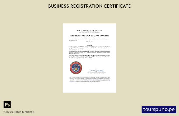 listo para imprimir Certificado de hecho de buena reputación de EE. UU. Colorado