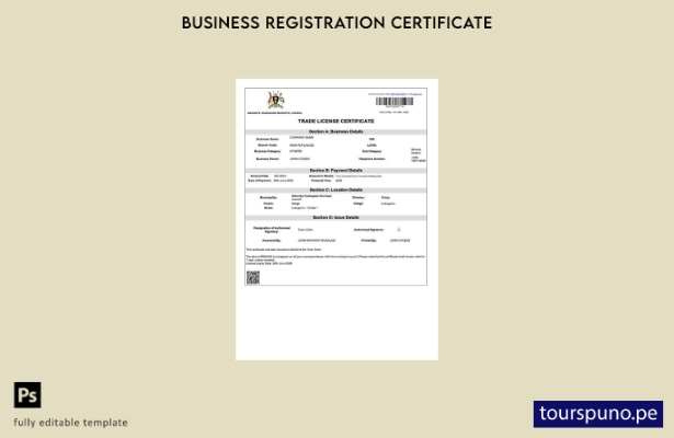 listo para imprimir Certificado de licencia comercial de Uganda Makindye Plantil