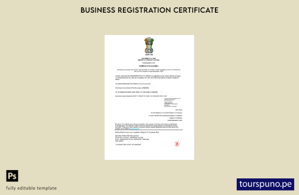 listo para imprimir Certificado de registro de constitución de India Plantilla d