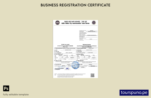 listo para imprimir Etiopía Addis Abeba licencia comercial Plantilla de Word y P