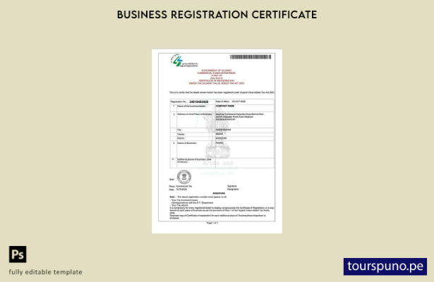 listo para imprimir India Kachchh Certificado de registro de IVA Plantilla en Wo