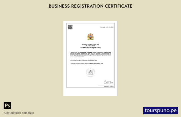 listo para imprimir Plantilla de certificado de registro de Malawi Plantilla de
