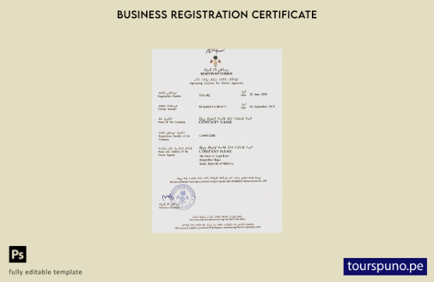 listo para imprimir Plantilla de licencia de funcionamiento para agencias de via