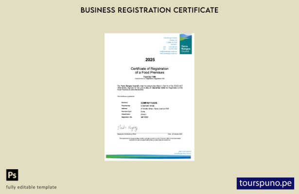 listo para imprimir certificado de registro de Australia Plantilla de Word y PDF