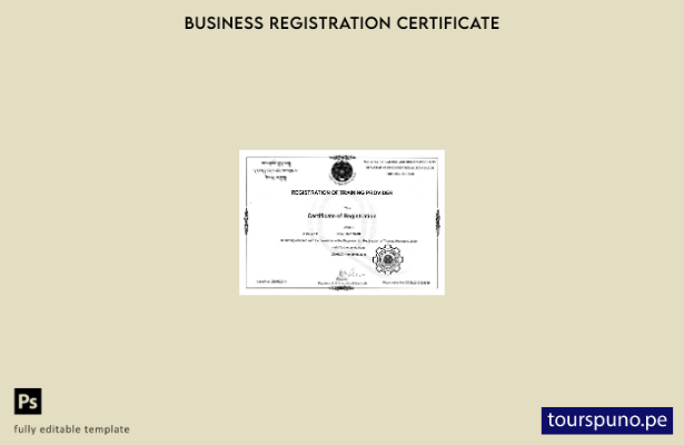 listo para imprimir plantilla de certificado de registro de Bután