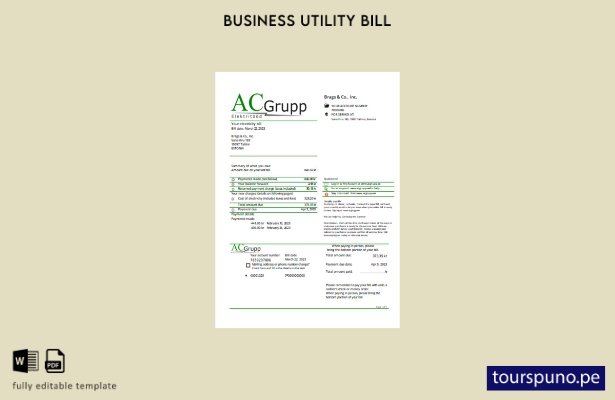 Plantilla de factura comercial de servicios públicos de electricidad lista para