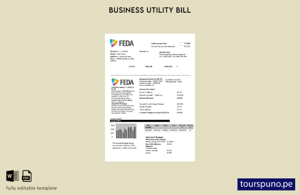 Plantilla de factura de servicios públicos para empresas de las Fuerzas Eléctric