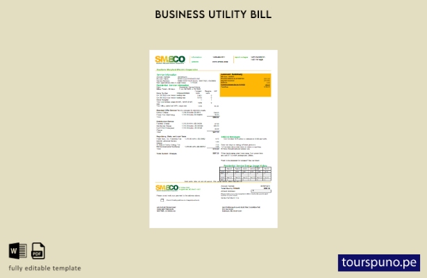 lista para imprimir plantilla de factura comercial de servicios públicos SMECO d