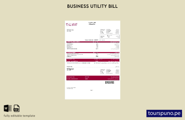 lista para imprimir plantilla de factura de servicios públicos QATAR QTEL