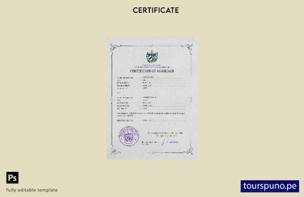 Plantilla PSD de certificado de matrimonio de Cuba listo para imprimir