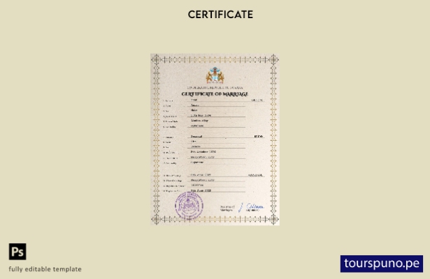 Plantilla PSD de certificado de matrimonio de Guyana lista para imprimir