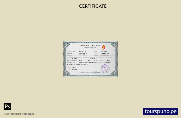 Plantilla PSD de certificado de matrimonio de Noruega lista para imprimir