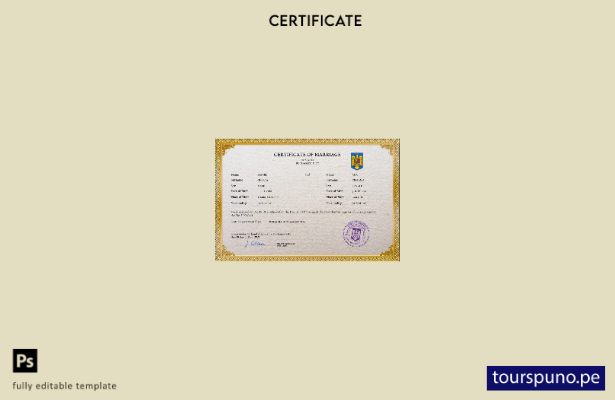 Plantilla PSD de certificado de matrimonio de Rumania lista para imprimir, plant