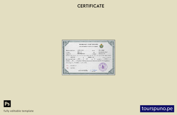 Plantilla PSD de certificado de matrimonio de Samoa lista para imprimir