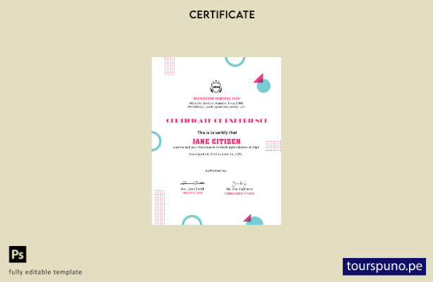 Plantilla de certificado de animadora de EE. UU. lista para imprimir