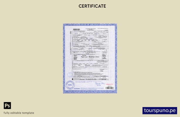 Plantilla de certificado de defunción del estado de Arkansas de EE. UU. lista pa