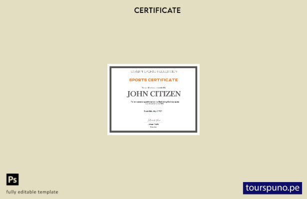 Plantilla de certificado de deportes de EE. UU. lista para imprimir