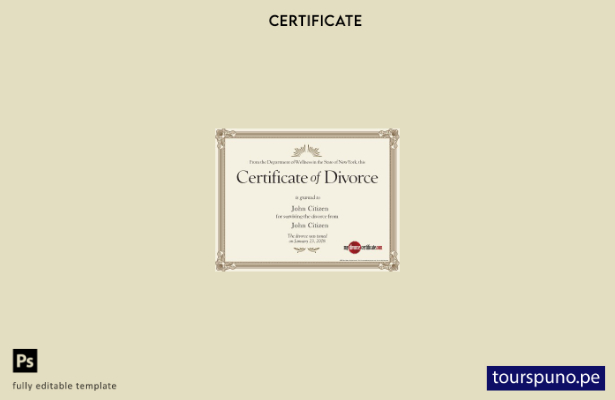 Plantilla de certificado de divorcio de bienestar del Departamento de Nueva York