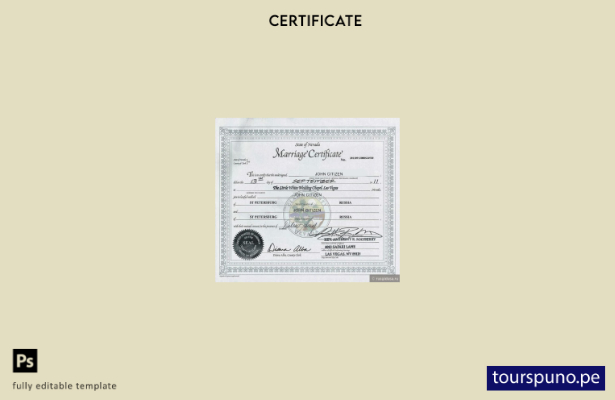 Plantilla de certificado de matrimonio Clark del condado de Nevada lista para im