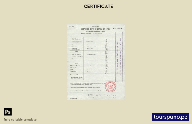 Plantilla de certificado de nacimiento de Nueva Zelanda lista para imprimir en f
