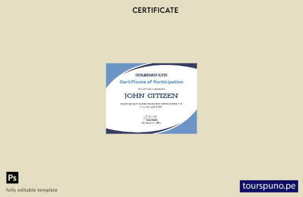 Plantilla de certificado de participación en el programa de EE. UU. lista para i