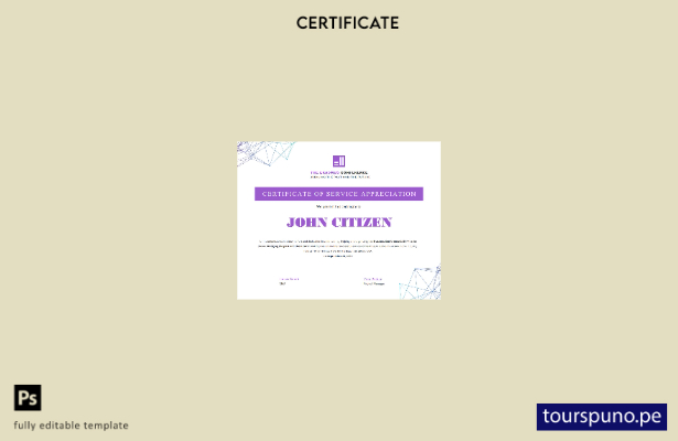 Plantilla de certificado de voluntariado de EE. UU. lista para imprimir