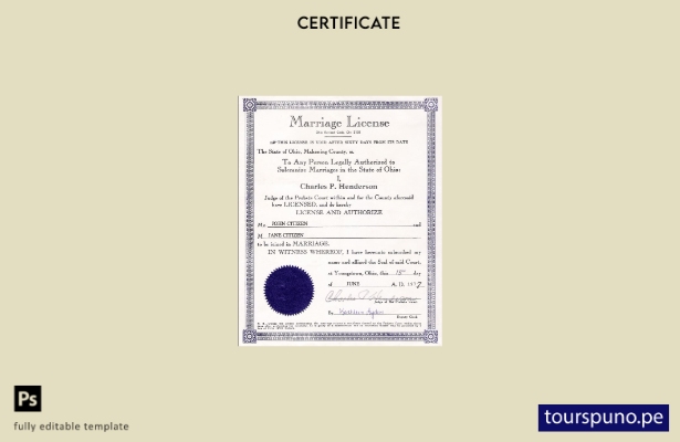 lista para imprimir plantilla de certificado de matrimonio de Ohio de EE.UU. UU.