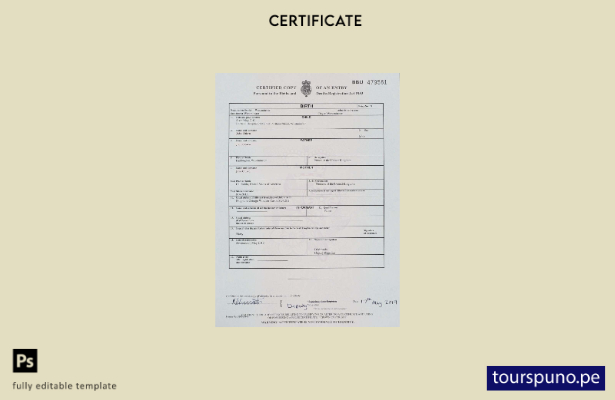 listo para imprimir Plantilla de certificado de nacimiento para el registro de n