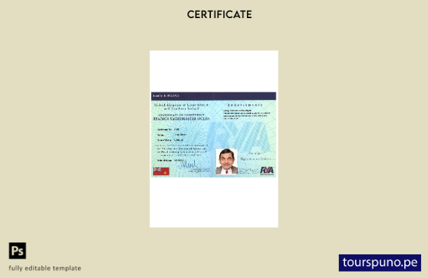 listo para imprimir Plantilla de certificados de competencia RYA Yachtmaster del