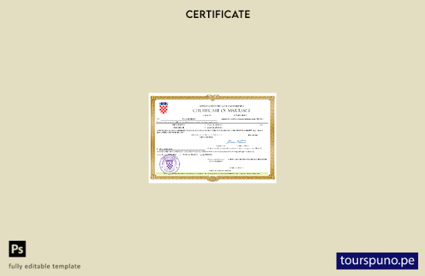 listo para imprimir certificado de matrimonio de Croacia Plantilla en Word y PDF