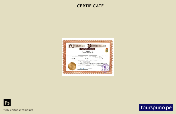 listo para imprimir certificado de matrimonio de Dinamarca Plantilla en Word y P