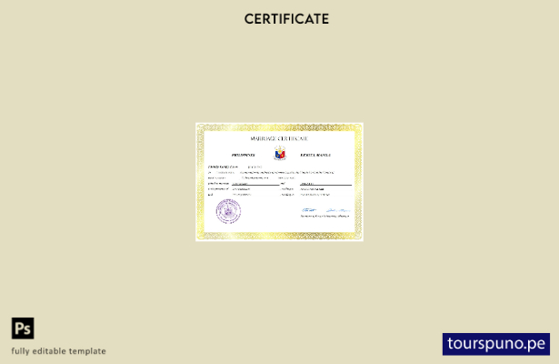 listo para imprimir certificado de matrimonio de Filipinas Plantilla en Word y P
