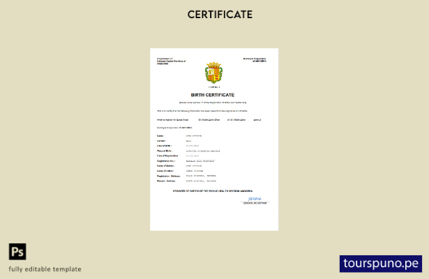 listo para imprimir certificado vital de Andorra certificado de nacimiento Plant
