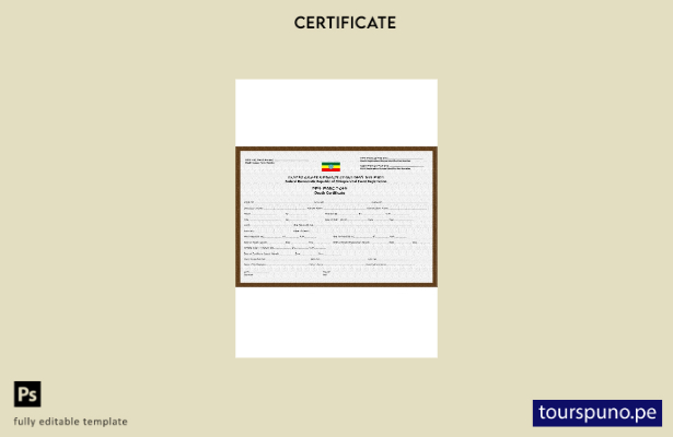 listo para imprimir la plantilla de certificado de defunción de Etiopía